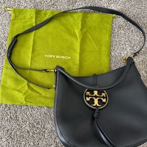 Tory Burch Black Shoulder Bag with Gold Accents
